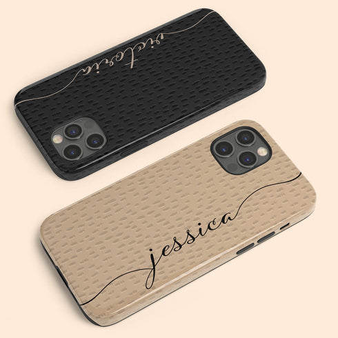 Personalized Name Calligraphy & Dots iPhone Case